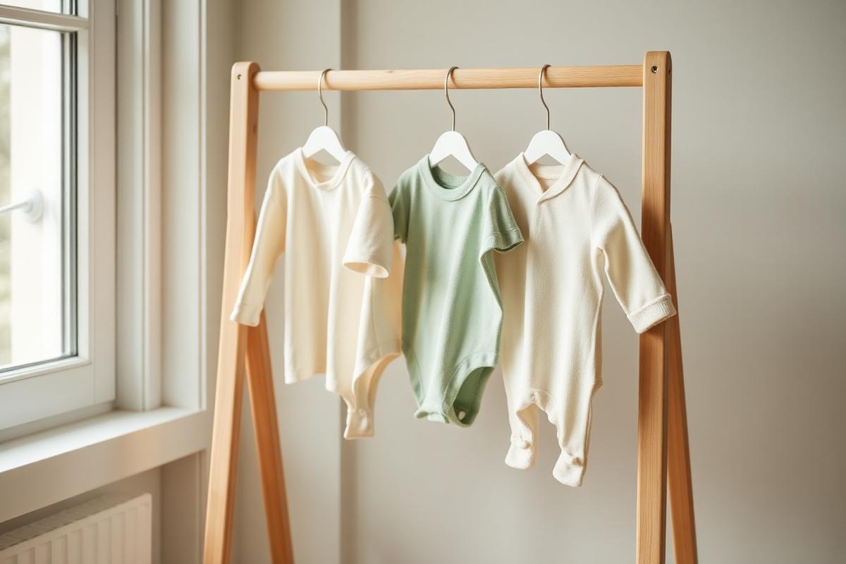 Baby klær henger til tørk i naturlig lys